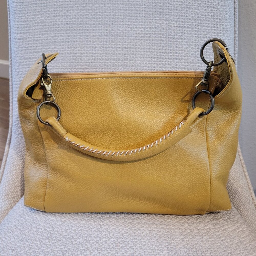 Maria Maria Mustard Pebble Leather Shoulder Bag
